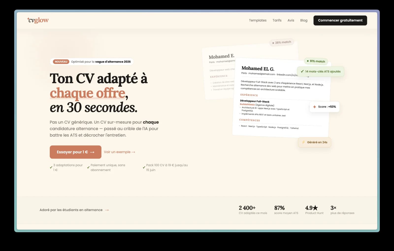 CV Glow — SaaS product
